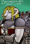 abs anthro armor black_body black_fur black_hair black_nose blonde_hair blue_eyes bovid bovine breasts brown_body brown_fur brown_hair cattle cleavage clothed clothing comic cover cover_art cover_page crossed_arms dulcine english_text facial_piercing female fur green_background green_eyes grey_body grey_fur grey_hair grey_nose group hair horn humanoid_hands long_hair looking_at_viewer mammal nipples nose_piercing nude piercing shia simple_background smile text white_body white_fur yellow_eyes