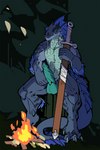 anthro blue_body campfire erection genitals lizard_tail low_framerate male melee_weapon multicolored_body muscular muscular_anthro muscular_male penis simple_background solo sword tail two_tone_body weapon shirokame mythology levi_(seline) dragon mythological_creature mythological_scalie scalie 2:3 2d_animation animated digital_media_(artwork) hi_res loop short_playtime