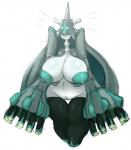 areola big_areola big_breasts big_nipples breasts celesteela clothing digital_media_(artwork) elfdrago female generation_7_pokemon genitals hi_res huge_areola huge_nipples humanoid legwear navel nintendo nipples not_furry open_mouth pokemon pokemon_(species) pussy simple_background solo thick_thighs thigh_highs ultra_beast unavailable_at_source white_background white_body white_skin