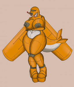 aircraft airplane anthro areola back_wings barbell_piercing belly big_areola big_breasts breasts cockpit female fin genitals hand_on_breast machine metallic_body navel nipple_piercing nipples non-mammal_breasts non-mammal_navel non-mammal_nipples not_furry nude nude_anthro nude_female orange_body piercing propeller simple_background smile solo tail tail_fin thick_thighs vehicle vulva white_body wide_hips wings merusartz aeromorph living_aircraft living_machine living_vehicle digital_media_(artwork) hi_res