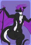 2017 anthro areola big_breasts breasts butt digital_media_(artwork) dragon female hair hi_res horn looking_at_viewer mythological_creature mythological_scalie mythology nipples non-mammal_breasts nude pinup pose punishedkom purple_nipples scalie simple_background smile solo tail wide_hips