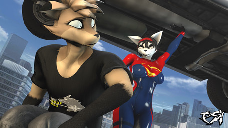 anthro black_body black_fur black_hair black_highlights blue_latex bodysuit breasts brown_hair car clothed clothed_anthro clothed_female clothed_male clothing duo female fur hair highlights_(coloring) latex latex_bodysuit latex_clothing latex_skinsuit male multicolored_body multicolored_bodysuit multicolored_clothing multicolored_fur multicolored_hair multicolored_skinsuit red_latex shirt skinsuit superhero t-shirt tight_clothing topwear two_tone_body two_tone_fur two_tone_hair vehicle white_body white_fur yellow_latex psikokinetic warfaremachine_(modeler) natsumi_mercier psiko_(psikokinetic) canid canine canis demon jackal mammal 16:9 2024 3d_(artwork) digital_media_(artwork) hi_res source_filmmaker_(artwork) widescreen