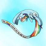 banner blue_body blue_feathers blue_sky blue_wings feathered_wings feathers female flying lgbt_pride multicolored_text pink_eyes positive_message pride_color_banner pride_color_text pride_colors rainbow_pride_colors six-stripe_rainbow_pride_colors sky solo text wings timsplosion friendship_is_magic hasbro my_little_pony mythology rainbow_dash_(mlp) equid equine horse mammal mythological_creature mythological_equine pegasus pony 1:1 hi_res