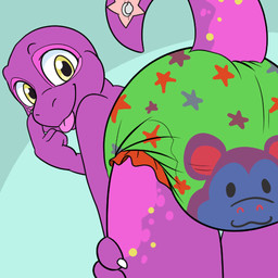 anthro butt clothed clothing diaper diaper_only eyelid_pull eyelid_pull_taunt folds gesture hand_on_leg inflatable pattern_diaper pool_toy purple_body rear_view smile smiley_face solo star tail tongue tongue_out topless unclean_diaper used_diaper using_diaper wearing_diaper yellow_eyes young young_anthro avoid_posting yasminachan zoran dinosaur haplorhine mammal monkey prehistoric_species primate reptile scalie 1:1 low_res