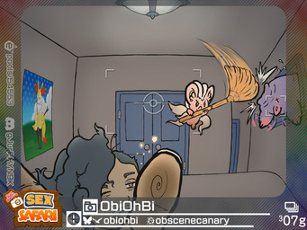 alternate_color ambiguous_gender animal_genitalia animal_vulva anus bedding bedroom broom butt_slap camera_hud camera_view cleaning_tool female feral fish_eye_view genitals group hair humor male messy_hair poster slap stuck stuck_in_window trio vulva waking_up obscenecanary new_pokemon_snap nintendo pokemon pokemon_snap prof_blanc's_sex_safari braixen cinccino generation_5_pokemon generation_6_pokemon human mammal musharna pokemon_(species) 4:3 absurd_res hi_res
