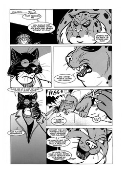angry anthro beverage beverage_can big_claws black_body black_fur boss can cheek_tuft claws clothing coat container countershade_neck countershading dialogue drinking drinking_soda eyewear facial_tuft feral fur glasses group hissing holding_beverage holding_object inner_ear_fluff inside long_claws long_tail male markings open_mouth pince-nez soda speech_bubble spots spotted_body spotted_fur tail talking_to_another teeth text topwear trenchcoat trio tuft whiskers roz_gibson scott_ruggels jack_salem puf felid feline gulonine mammal marten mustelid musteline pallas's_cat sable_(marten) 2002 artist_collaboration black_and_white comic english_text hi_res monochrome