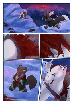 anthro biped blood bodily_fluids brown_body brown_fur brown_tail clothed clothing corpse death female fur gore group male melee_weapon outside pained_expression snow snowing sword tail weapon white_body white_fur white_tail wounded bjekkergauken herja_(bjekkergauken) shirin_(bjekkergauken) the_weapon_thief unni_(bjekkergauken) arctic_fox aurochs bovid bovine canid canine fox gulonine mammal marten mustelid musteline pine_marten recently_extinct_species suid suine sus_(pig) true_fox wild_boar 2025 colored comic hi_res