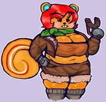 absolute_territory alternate_costume anthro big_breasts biped breasts buckteeth clothed clothed_anthro clothed_female clothing cosplay crossover_cosplay eyebrow_through_hair eyebrows female fully_clothed fully_clothed_anthro fully_clothed_female fur_lined_bottomwear fur_lined_clothing fur_lined_shorts gloves hair handwear holding_object holding_ranged_weapon holding_slingshot holding_weapon jacket mittens navel open_clothing open_jacket open_topwear ranged_weapon short_stack simple_background slightly_chubby slingshot solo superhero_costume tail teeth thick_thighs topwear translucent translucent_hair weapon bajaboobey animal_crossing marvel marvel_rivals nintendo hazel_(animal_crossing) squirrel_girl_(marvel) mammal rodent sciurid tree_squirrel 2024 crossover