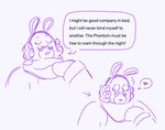 anthro clothed clothed_anthro clothed_male clothing curly_hair dialogue directional_arrow eyes_closed facial_hair hair long_ears male male_anthro mitten_hands motion_lines mustache noseless open_mouth purple_eyes purple_line_art scarf short_hair simple_background solo speech_bubble suit text thin_eyebrows white_background color-cacophony mario_bros mario_plus_rabbids_kingdom_battle nintendo raving_rabbids rayman_(series) ubisoft phantom_of_the_bwahpera ghost hybrid lagomorph mammal rabbid spirit 2024 colored_line_art crossover english_description english_text multiple_scenes sketch