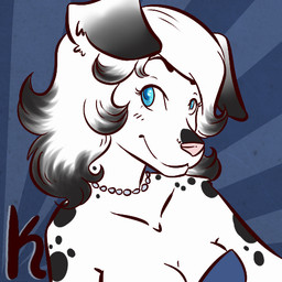 anthro biped black_body black_ears black_eyebrows black_face black_fur black_hair black_spots blue_clothing blue_eyes blue_pupils blue_topwear breasts cleavage clothed clothing collarbone eyebrows eyelashes female floppy_ears front_view fur gem hair iris jewelry long_hair looking_at_viewer markings multicolored_body multicolored_ears multicolored_face multicolored_fur multicolored_hair necklace pattern_background pearl_(gem) pearl_necklace pink_nose pupils short_fur simple_background smile solo spots spotted_body spotted_fur striped_background topwear two_tone_body two_tone_ears two_tone_face two_tone_fur two_tone_hair white_body white_breasts white_ears white_face white_fur white_hair hizzie kara_resch canid canine canis dalmatian domestic_dog mammal 1:1 2012 bust_portrait digital_media_(artwork) icon low_res portrait