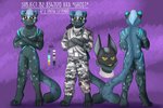 anthro clothing color_swatch glowing glowing_hair glowing_spots glowing_stripes hair male military_uniform solo spots stripes super_soldier uniform visor zakurujay ghost_(hunterx90) felid mammal pantherine snow_leopard 3:2 character_name hi_res model_sheet