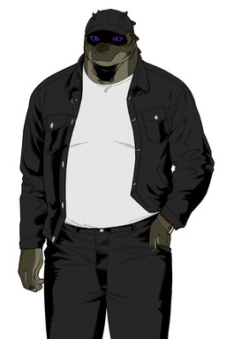 anthro biped bottomwear clock clothed clothing green_body hat headgear headwear jacket looking_at_viewer male pants shirt simple_background solo standing topwear watch wristwatch kissxmaker crocodile crocodilian reptile scalie 2026 absurd_res hi_res