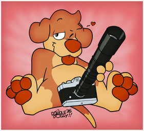 anthro border camera camera_lens convenient_censorship looking_at_viewer nude nude_anthro nude_male one_eye_closed suggestive suggestive_look suggestive_pose tongue tongue_out toony white_border wink winking_at_viewer doodledoggy nikkormat nikon doodle_(doodledoggy) canid canine canis domestic_dog mammal hi_res