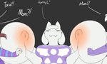 2024 anthro areola asriel_dreemurr_(god_form) big_breasts bovid breasts caprine clothing english_text eyebrows female fingers frisk_(robertge) frisk_(undertale) fur goat group horn huge_breasts hyper hyper_breasts mammal nipples purple_clothing robertge text toriel trio undertale undertale_(series) white_body white_fur