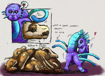 ambiguous_gender antennae_(anatomy) anthro anthro_pred anus back_tentacles biped blue_body blue_markings blush bone bones_in_feces digestion dipstick_tail dipstick_tentacles disposal feces feces_pile feral feral_prey heart_symbol looking_back markings pooping presenting purple_body rib_cage rib_cage_in_feces size_difference skull smaller_pred striped_markings stripes tail tail_markings tentacles whiskers conditional_dnp foxyoreos gyrotech rain_world videocult yoku_(gyrotech) slugcat hi_res