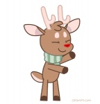 anthro antlers biped dancing eyes_closed hooves horn male scarf simple_background smile solo standing white_background carororo rudolph_the_red-nosed_reindeer deer mammal new_world_deer reindeer 2d_animation animated low_res motion_tweening short_playtime