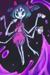 5_eyes 6_arms anthro black_background clothed clothing fangs female hair multi_arm multi_eye multi_limb simple_background smile solo teeth sho_shibamoto undertale undertale_(series) muffet arachnid arthropod spider 2019 hi_res