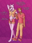 anthro asriel_dreemurr balls blush boss_monster_(undertale) bottomwear burgerpants catty_(undertale) chastity_cage chastity_device chastity_key clothed clothing crop_top dracozhilla duo excited felid femboy genitals hi_res hotpants key larger_male locktober male male/male mammal shirt shorts size_difference skinny smaller_male stylized_chastity_cage text topwear undertale undertale_(series)