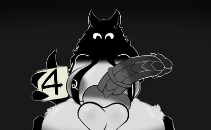 animal_genitalia animal_penis balls belly big_balls big_breasts big_penis breasts canine_genitalia canine_penis claws dark finger_claws genitals grey_body grey_penis gynomorph intersex knot penis shadow shadow_face simple_background solo wide_hips emberdibuja emberblaze canid canine canis ghost humanoid mammal spirit wolf absurd_res hi_res