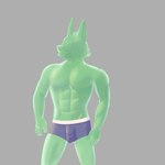 abs anthro athletic athletic_anthro athletic_male bulge clothing green_body green_skin green_slime green_wolf male muscular muscular_anthro muscular_male pecs slime solo underwear morinkashi canid canine canis humanoid mammal wolf 1:1 absurd_res hi_res