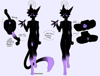 andromorph anthro anus balls black_balls black_body black_fur black_hair black_penis black_tail butt clitoral_hood clitoris dipstick_tail erection flaccid foreskin fur genitals glans hair intersex long_tail male markings multicolored_penis navel nude nude_andromorph nude_male pawpads penis perineum presenting presenting_hindquarters presenting_vulva purple_anus purple_eyes purple_glans purple_legs purple_pawpads purple_penis purple_tail purple_vulva raised_arm raised_leg saggy_balls simple_background slim solo spread_vulva spreading standing tail tail_markings text two_tone_penis unretracted_foreskin vulva nerunaur noir_(noirzvault) domestic_cat felid feline felis mammal 2025 colored english_text flat_colors hi_res model_sheet signature