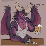 alcohol anthro beer beer_mug beverage clothing container cup horn jockstrap looking_at_viewer male membrane_(anatomy) membranous_wings mug muscular muscular_anthro muscular_male pecs shirt sitting solo spikes tank_top text topwear underwear wings darkenstardragon capcom monster_hunter mythology dragon elder_dragon mythological_creature mythological_scalie nergigante scalie 1:1 hi_res url