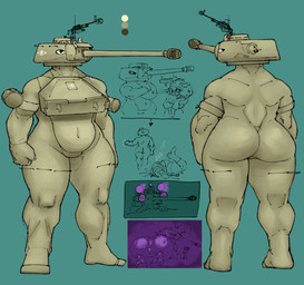angry anthro big_butt butt cannon dialogue dshk featureless_crotch female green_body group gun looking_at_another looking_at_viewer machine machine_gun musclegut muscular navel night_vision night_vision_goggles nose_cannon ranged_weapon size_difference slightly_chubby slightly_chubby_female tank_(vehicle) teasing tired turret turret_head vehicle weapon world_war_2 drozhi instant_loss_2koma is-2 kirov_zavod panther_(tank) t-34 uralmash human living_machine living_tank living_vehicle mammal 2025 absurd_res colored hi_res
