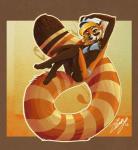 anthro bikini blonde_hair clothed clothing female green_eyes hair hat headgear headwear long_tail skimpy solo swimwear tail two-piece_swimsuit zhivago_(artist) captain_fondue ailurid mammal red_panda 2012