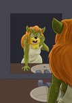 after_transformation anthro female fur green_body green_fur hair male red_hair solo species_transformation tf_into_fictional_character transformation tfancred the_dreamstone amberley