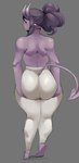 1_eye 2_horns barefoot big_butt bottomwear butt clothed clothing feet female female_humanoid grey_background hair hand_on_butt hand_on_own_butt horn looking_at_viewer looking_back looking_back_at_viewer markings mole_(marking) mole_under_eye pants ponytail purple_body purple_ears purple_horn purple_skin purple_tail simple_background solo spade_tail tail topless topless_female topless_humanoid white_bottomwear white_clothing white_pants rekkadraws lilith_(rekkadraws) cyclops demon demon_humanoid horned_humanoid humanoid 2025 digital_drawing_(artwork) digital_media_(artwork) full-length_portrait portrait