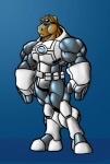 anthro armor biped cybernetic_body cybernetics green_eyes machine male muscular muscular_anthro muscular_male power_armor solo standing tkc2021 p.e.t.e cyborg equid equine horse mammal 2005