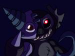 black_body black_fur blue_background chest_tuft cybernetics evil_grin fur grey_body grey_fur hook machine notched_ear red_eyes simple_background smile solo tuft luckiestblackcat disney lilo_and_stitch stitch! cyber_(stitch!) alien cyborg experiment_(lilo_and_stitch) 2018 4:3 digital_media_(artwork) high_contrast