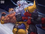 abs anthro big_muscles blood bodily_fluids bulge claws clothed clothing duo fight fighting_ring for_a_head fur leg_grab male muscular muscular_anthro muscular_male nipples open_mouth partially_clothed pecs quads sweat sweaty_body tail vein veiny_muscles white_body white_fur wrestler wrestling physen bandai_namco image_comics invincible_(image_comics) tekken king_(tekken) thokk_(invincible) animal_head animal_humanoid felid humanoid jaguar lion mammal pantherine absurd_res crossover hi_res