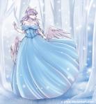 alternative_fashion anthro clothed clothing dress fantasy feathered_wings feathers female forest fur hair hime_lolita ice j-fashion lolita_(fashion) outside plant pose princess royalty simple_background smile snow snowing solo tree wings z-afiro angelis canid canine canis fairy mammal wolf 2017 digital_media_(artwork) hi_res