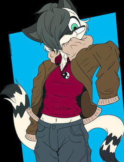 2_missing_limbs amputee clothed clothing crossdressing disability dressing femboy male missing_all_arms mouth_hold mrpandragon jei_laule absurd_res hi_res