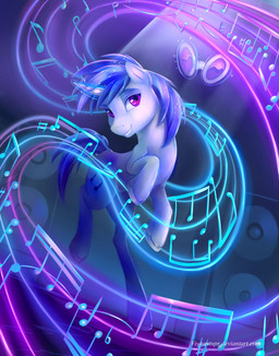 blue_hair cutie_mark female feral glowing hair horn levitation magic musical_note musical_symbol purple_eyes solo sparkles speaker symbol viwrastupr friendship_is_magic hasbro my_little_pony mythology vinyl_scratch_(mlp) equid equine mammal mythological_creature mythological_equine unicorn 2015 absurd_res digital_media_(artwork) hi_res