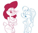 anthro breasts buckteeth clothed clothing crossgender duo female gloves hair handwear open_mouth teeth scobionicle99 looney_tunes warner_brothers bugs_bunny lola_bunny lagomorph leporid mammal rabbit 2020 sketch