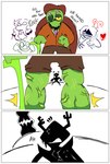 ambiguous_gender anthro bodily_fluids group hair humor imminent_death long_hair male muscular_legs nervous sweat text yuncybergooning deltarune undertale_(series) gerson kris_(deltarune) ralsei roaring_knight susie_(deltarune) bovid caprine goat human mammal reptile scalie turtle comic english_text hi_res nonbinary_(lore)