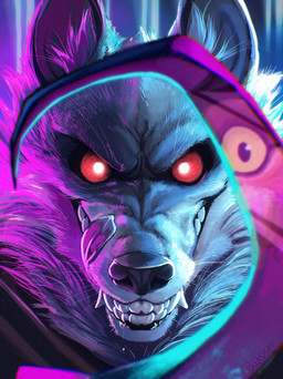 anthro clothed clothing duo fangs licking licking_lips licking_own_lips looking_at_viewer male reflection sickle smile solo_focus teeth tongue tongue_out skiaskai dreamworks puss_in_boots_(franchise) death_(puss_in_boots) puss_in_boots_(dreamworks) canid canine canis domestic_cat felid feline felis mammal wolf 2023 hi_res