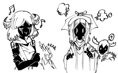 2_horns accessory angry antlers arm_markings black_body black_skin breasts clothed clothed_female clothed_humanoid clothing crossed_arms dress duo_focus eyes_closed faceless female female_focus furgonomic_piercing furgonomics group growling hair head_horn headless horn horn_accessory horn_piercing horn_ring_(piercing) humanoid_focus markings medium_breasts medium_hair mouthless musical_note musical_symbol not_furry onomatopoeia piercing priest question_mark religious_clothing ring_piercing robe rock shadow_face short_hair shoulder_markings simple_background slim_female slim_humanoid solid_oval_eyes sound_effects standing symbol tears_of_rage text white_background wide_sleeves mnnnya artifact_(game) dota valve kanna_(dota) prellex canid canine canis elemental_creature humanoid hybrid lane_creep mammal mineral_fauna rock_creature wolf 2018 black_and_white digital_drawing_(artwork) digital_media_(artwork) english_description english_text half-length_portrait korean_description monochrome pictographics portrait daughter_(lore) mother_(lore) mother_and_child_(lore) mother_and_daughter_(lore) parent_(lore) parent_and_child_(lore) parent_and_daughter_(lore)