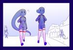 anthro aqua_(nekuzx) balls breasts brother_(lore) brother_and_sister_(lore) canid canine clothed clothing duo_focus elemental_creature elemental_humanoid exhibitionism female genitals group hidro_(nekuzx) humanoid male mammal mostly_nude musical_note nekuzx not_furry_focus outside penis public public_exposure pussy sibling_(lore) sister_(lore) walking water water_creature water_humanoid