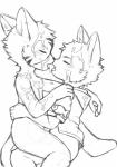 anthro bodily_fluids bottomless clothed clothing cum cum_on_arm cum_on_chest cum_on_clothing cum_on_face duo genital_fluids hoodie kemono kissing male topwear young young_anthro young_on_young misakatsuneko canid canine domestic_cat felid feline felis mammal absurd_res hi_res monochrome sketch