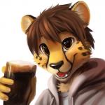 alcohol anthro beer beverage brown_eyes brown_hair container cup fur glass hair holding_container holding_cup holding_glass holding_object looking_at_viewer male smile solo thanshuhai skips92 cheetah felid feline mammal 1:1 2013