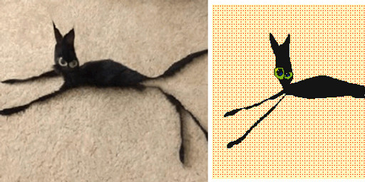 ambiguous_gender black_body black_ears black_fur black_tail comparison feral fur monotone_body monotone_fur monotone_tail quadruped solo tail what keke_(artist) domestic_cat felid feline felis mammal animated frame_by_frame loop photography_(artwork) reference_image