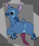 4_toes anthro anus big_butt black_claws blue_body blue_fur blue_pawpads butt claws feet fur genitals half-erect male notched_ear pawpads penis solo toe_claws toes tongue tongue_out kurofipito disney lilo_and_stitch stitch_(lilo_and_stitch) alien experiment_(lilo_and_stitch) hi_res signature