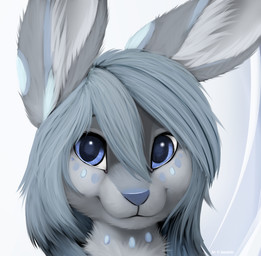ambiguous_gender anthro blue_eyes fur hair happy looking_at_viewer simple_background smile solo jamesfoxbr hare lagomorph leporid mammal rabbit 2014 digital_media_(artwork) icon shaded