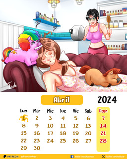 afro ambiguous_feral ambiguous_gender april_(month) black_hair black_hooves body_writing bottomwear brown_body brown_fur brown_hair brown_tail calendar clothing cooking_pot dress exposed_belly eyes_closed eyewear female female_human feral fur furniture glasses green_eyes group hair holding_cooking_pot holding_ladle holding_object holidays hooves inside kitchen_utensils ladle light_body light_skin looking_at_another lying lying_on_another mouth_hold multicolored_hair multicolored_tail navel on_back on_front open_mouth pillow pink_body pink_clothing pink_dress pink_fur pink_shirt pink_tank_top pink_topwear prank rainbow_hair rainbow_tail red_bottomwear red_clothing shirt sleeping sleeping_on_sofa sleeping_together sofa tail tank_top text tools topwear wearing_glasses writing_on_face young young_ambiguous young_feral inshi_(artist) april_fools'_day fluffy_pony fluffy_pony_(species) human mammal 2024 4:5 absurd_res alternate_version_at_source digital_media_(artwork) hi_res spanish_text