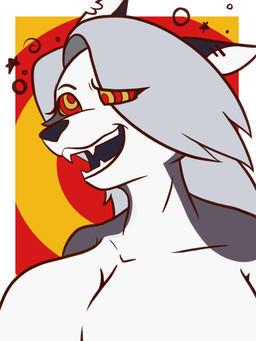 anthro big_breasts breasts cross-eyed dazed female mind_control open_mouth piercing solo pksecretspot hellaverse helluva_boss loona_(helluva_boss) canid canine canis mammal wolf 3:4 bust_portrait hi_res portrait
