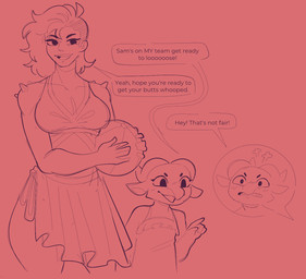 anthro blush blush_lines breasts clothed clothing dialogue duo eyelashes female hair horn open_mouth speech_bubble young conditional_dnp welwraith mythology scraper_city ben_(ncs) epoch_(welwraith) rose_(ncs) dragon elemental_creature elemental_humanoid humanoid mineral_fauna mineral_humanoid mythological_creature mythological_scalie scalie 2026 digital_drawing_(artwork) digital_media_(artwork) hi_res red_theme sketch