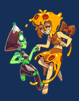 barefoot beverage bottle breasts cheese clothed clothing container crop_top dairy_products duo feet female food food_hair goo_hair green_body green_skin liquid_hair not_furry pepperoni pizza pizza_slice pseudo_hair shirt smile soda toony topwear wings discount-supervillain cartoon_network steven_universe lapis_lazuli_(steven_universe) peridot_(steven_universe) alien alien_humanoid beverage_humanoid cheese_creature food_creature food_humanoid gem_(species) humanoid lapis_lazuli_(gem_species) living_pizza mammal peridot_(gem_species) 2026 alpha_channel digital_media_(artwork) hi_res